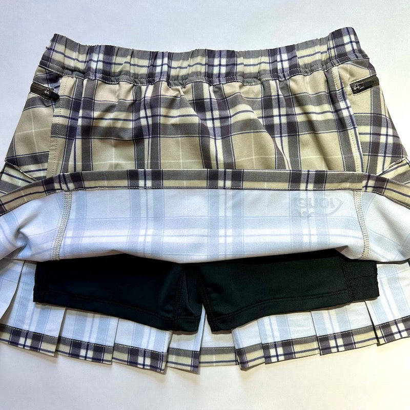 Tartan Check Pleats Skirt with Inner（Women's / Beige）Ranor