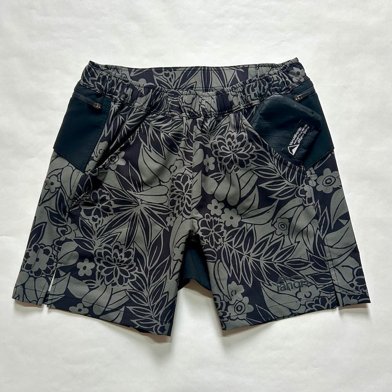 Leaf Pattern Middle Shorts V3（Unisex / Olive×Black）Ranor