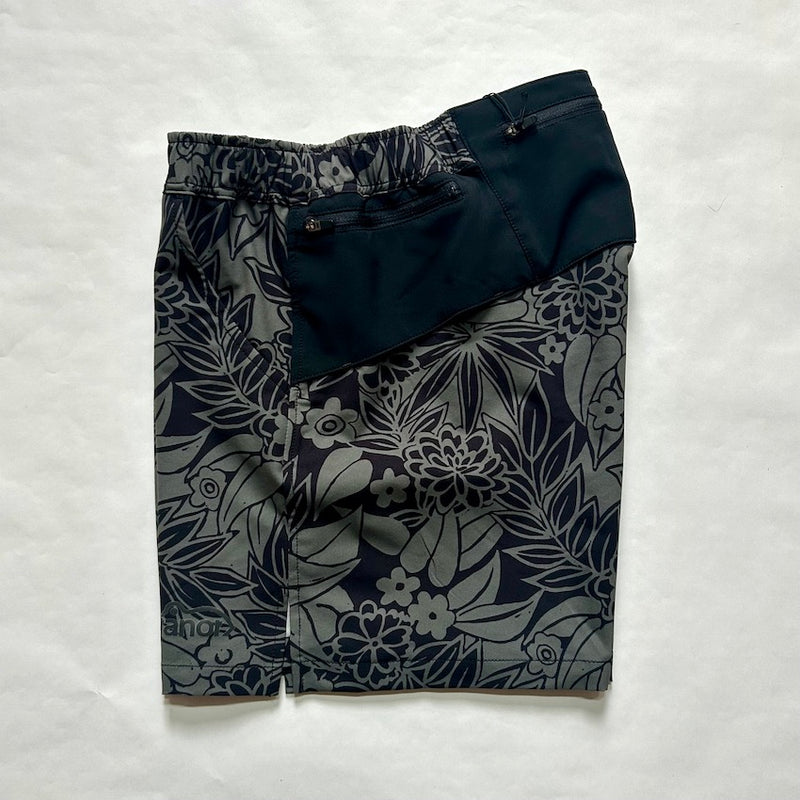Leaf Pattern Middle Shorts V3（Unisex / Olive×Black）Ranor