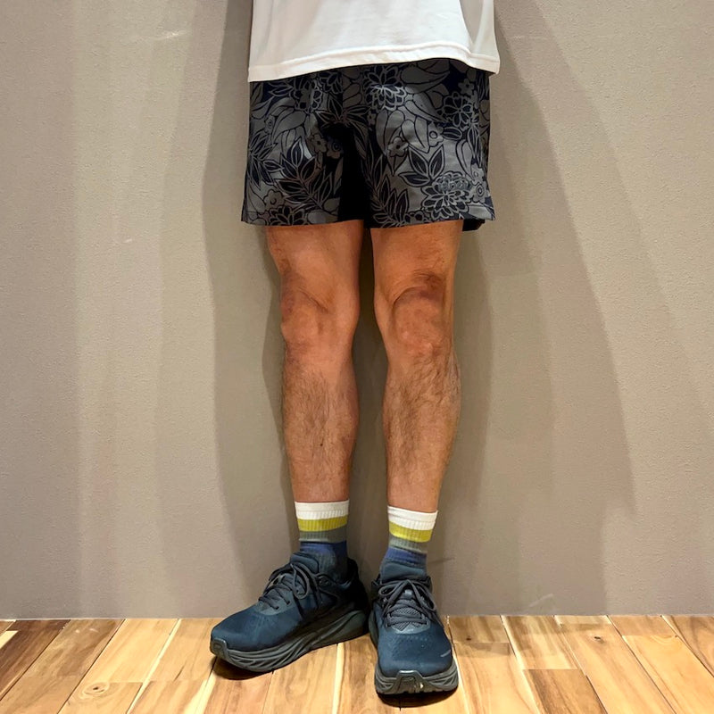 Leaf Pattern Middle Shorts V3（Unisex / Olive×Black）Ranor