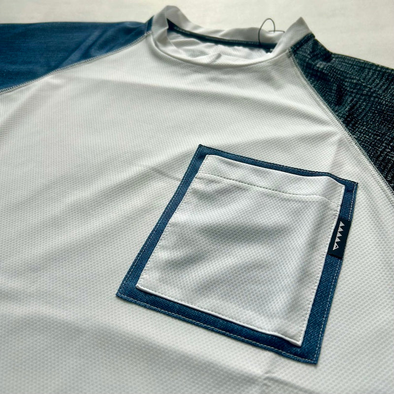 MMA×RYOGEN Mesh Raglan Tee（Unisex / Denim×Check×White）MMA